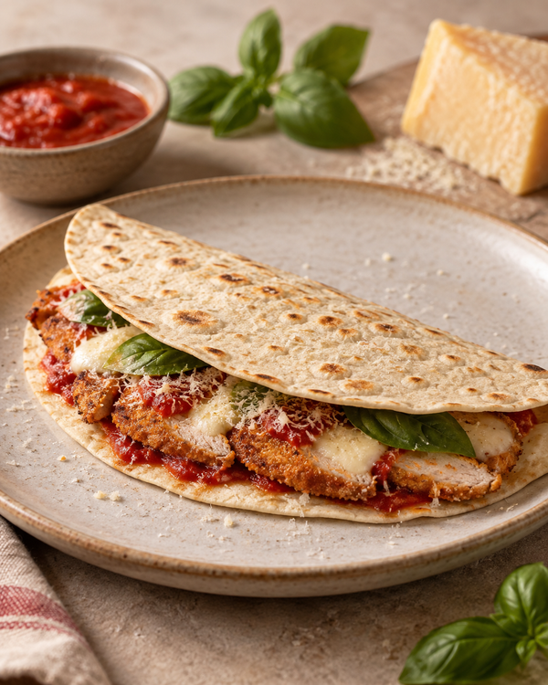 Chicken Parm Piadina with Mozzarella & Marinara