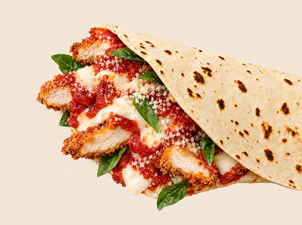 Chicken Parm Piadina with Mozzarella & Marinara
