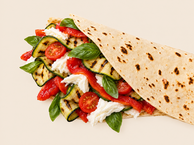 Vegetarian Piadina with Grilled Vegetables & Mozzarella