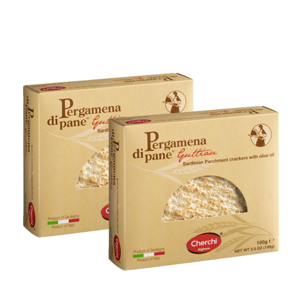 Pergamena di Pane Guttiau: Sardinian Parchment Crackers with Olive Oil 2 Packs - 4 Flavors