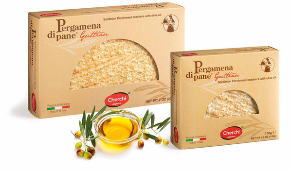Pergamena di Pane Guttiau: Sardinian Parchment Cracker with Olive Oil –  Bundle of 2-pack (4 Flavors)