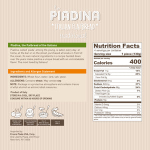 Gluten Free Italian Bread | Piadina Traditional | Fresco Piada USA
